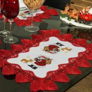 Jogo Americano Natal 4 Lugares (4 peas) com Bordado Richelieu 35x50cm - Esperana Branco e Vermelho - Dui Design