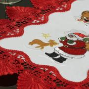 Jogo Americano Natal 4 Lugares (4 peas) com Bordado Richelieu 35x50cm - Esperana Branco e Vermelho - Dui Design