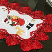 Trilho de Mesa Natal com Bordado Richelieu 40x85cm Avulso - Esperança Branco e Vermelho - Dui Design