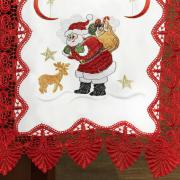 Trilho de Mesa Natal com Bordado Richelieu 45x170cm Avulso - Esperana Branco e Vermelho - Dui Design