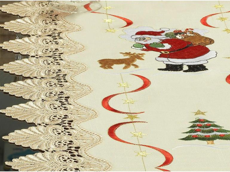 Trilho de Mesa Natal com Bordado Richelieu 45x170cm Avulso - Esperana Natural - Dui Design