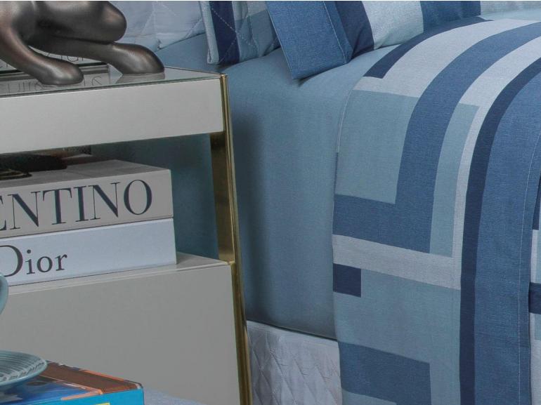 Jogo de Cama Casal 150 fios - Estocolmo Azul - Dui Design