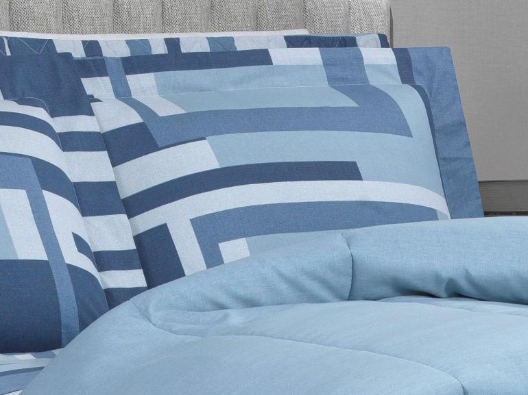 Jogo de Cama Casal 150 fios - Estocolmo Azul - Dui Design
