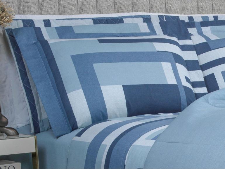 Jogo de Cama Casal 150 fios - Estocolmo Azul - Dui Design