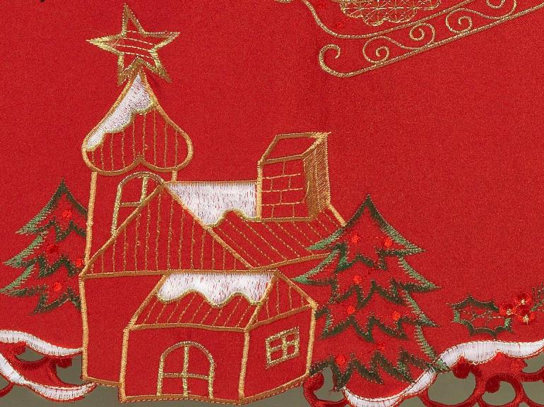 Trilho (Caminho) de Mesa Natal com Bordado Richelieu 45x170cm - Estrela Vermelho - Dui Design