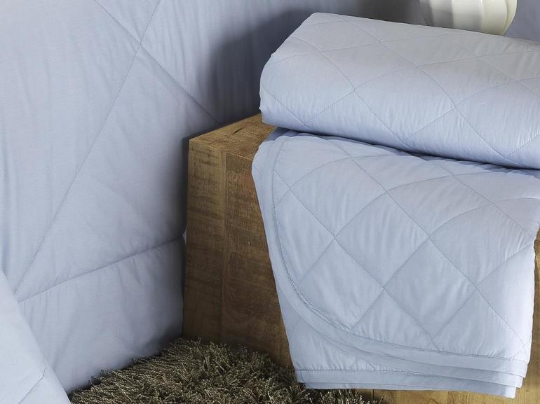 Kit: 1 Cobre-leito King + 2 Porta-travesseiros Percal 200 fios 100% Algodo - Everyday Azul - Dui Design