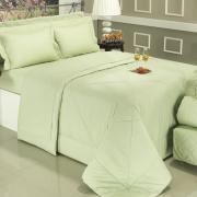 Kit: 1 Cobre-leito Casal + 2 Porta-travesseiros Percal 200 fios 100% Algodo - Everyday Verde - Dui Design
