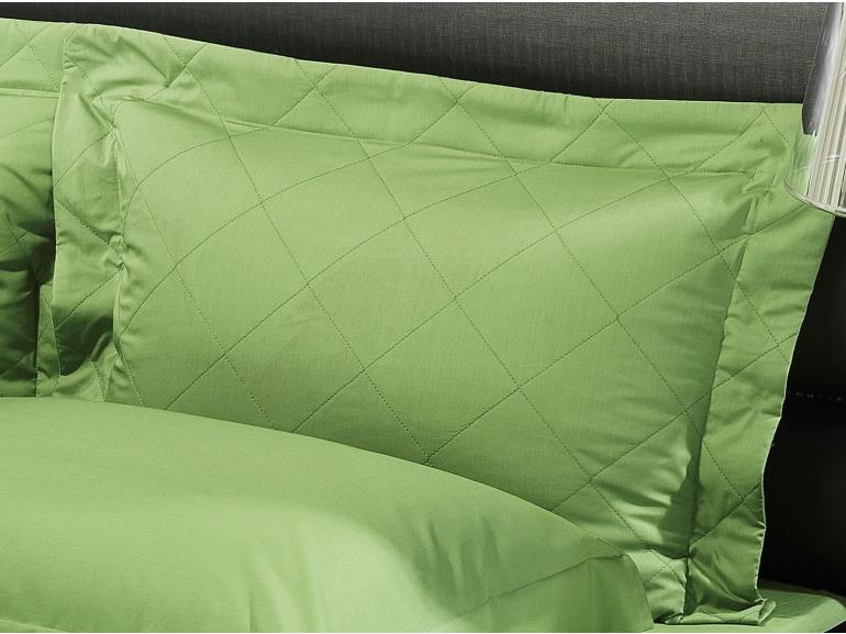 Kit: 1 Cobre-leito Queen + 2 Porta-travesseiros Percal 200 fios 100% Algodo - Everyday Verde Mineral - Dui Design
