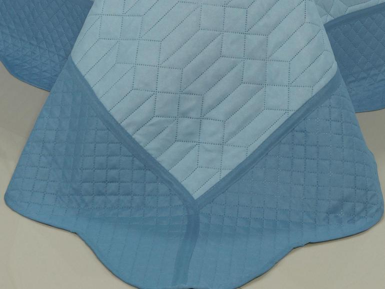 Kit: 1 Cobre-leito Casal Bouti de Microfibra Ultrasonic + 2 Porta-travesseiros - Evoque Azul - Dui Design