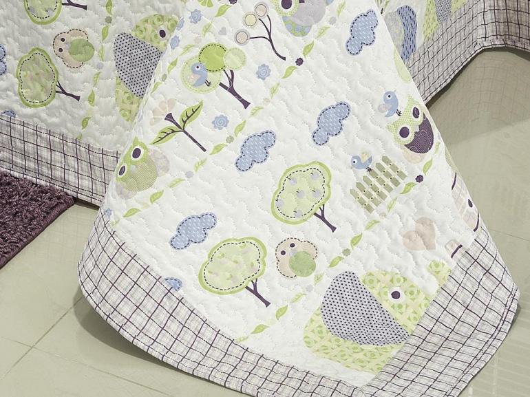 Kit: 1 Cobre-leito Solteiro Bouti de Microfibra PatchWork + 1 Porta-travesseiro - Fazendinha - Dui Design
