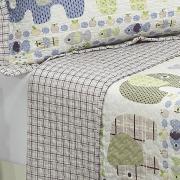Kit: 1 Cobre-leito Solteiro Bouti de Microfibra PatchWork + 1 Porta-travesseiro - Fazendinha - Dui Design
