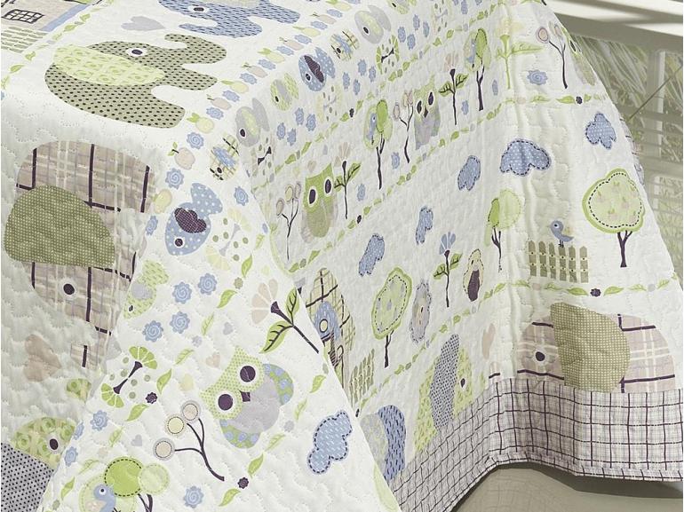 Kit: 1 Cobre-leito Solteiro Bouti de Microfibra PatchWork + 1 Porta-travesseiro - Fazendinha - Dui Design