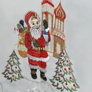 Toalha de Mesa Natal com Bordado Richelieu Retangular 6 Lugares 160x220cm - Felicidade Branco - Dui Design