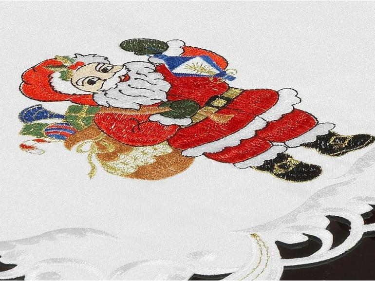 Jogo Americano Natal 4 Lugares (4 peas) com Bordado Richelieu 35x50cm - Felicidade Branco - Dui Design