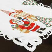 Trilho de Mesa Natal com Bordado Richelieu 40x85cm - Felicidade Branco - Dui Design