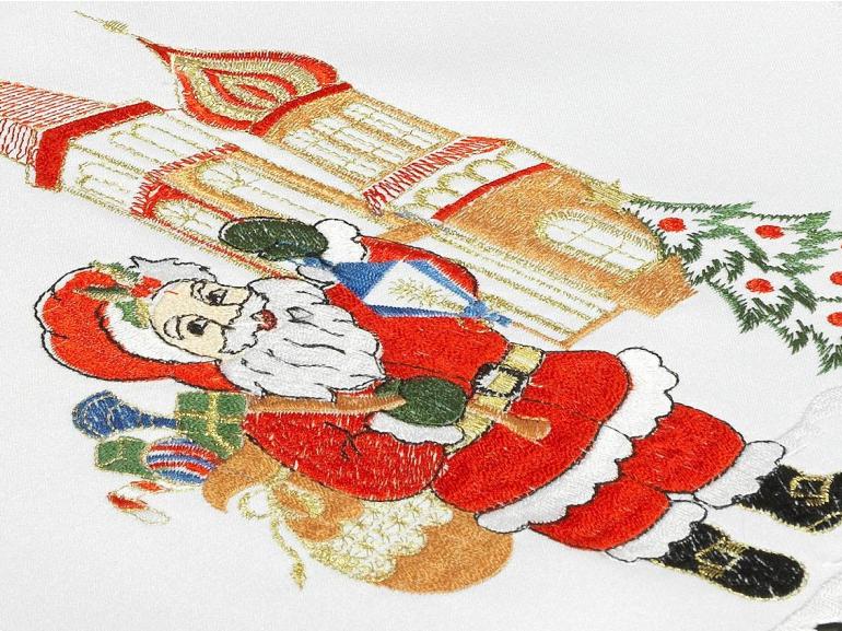 Trilho de Mesa Natal com Bordado Richelieu 40x85cm - Felicidade Branco - Dui Design