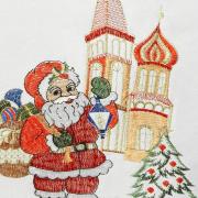 Trilho de Mesa Natal com Bordado Richelieu 45x170cm - Felicidade Branco - Dui Design