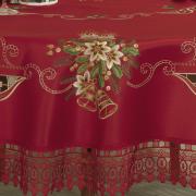 Toalha de Mesa Natal com Bordado Richelieu Redonda 180cm - Felicidade Vermelho - Dui Design