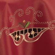 Toalha de Mesa Natal com Bordado Richelieu Redonda 180cm - Felicidade Vermelho - Dui Design