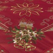 Centro de Mesa Natal Quadrado com Bordado Richelieu 85x85cm - Felicidade Vermelho - Dui Design