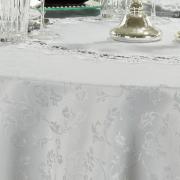 Toalha de Mesa com Bordado Guipir Fcil de Limpar Redonda 180cm - Felicity Branco - Dui Design