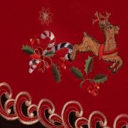 Toalha de Mesa Natal com Bordado Richelieu Quadrada 4 Lugares 160x160cm - Feliz Natal Vermelho - Dui Design