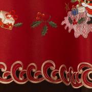 Toalha de Mesa Natal com Bordado Richelieu Redonda 180cm - Feliz Natal Vermelho - Dui Design