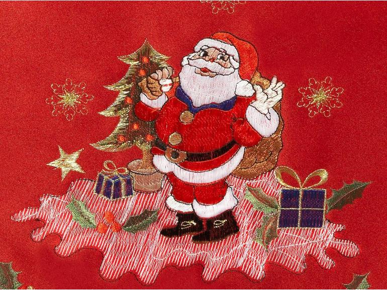 Trilho de Mesa Natal com Bordado Richelieu 45x170cm - Feliz Natal Vermelho - Dui Design