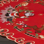 Centro de Mesa Natal Quadrado com Bordado Richelieu 85x85cm - Feliz Natal Vermelho - Dui Design