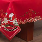 Toalha de Mesa Natal com Bordado Richelieu Quadrada 4 Lugares 160x160cm - Festa Vermelho - Dui Design