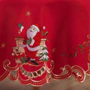 Toalha de Mesa Natal com Bordado Richelieu Redonda 175cm - Festa Vermelho - Dui Design