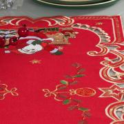 Trilho de Mesa Natal com Bordado Richelieu 40x85cm Avulso - Festa Vermelho - Dui Design
