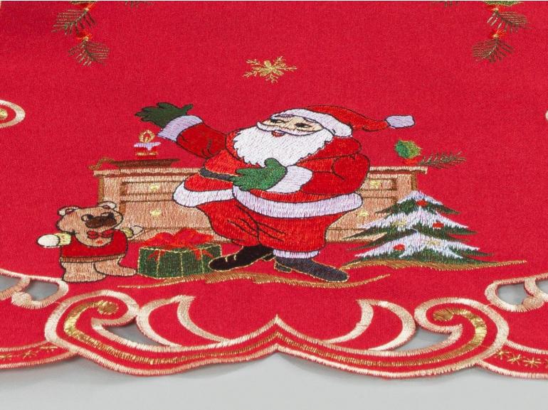 Trilho de Mesa Natal com Bordado Richelieu 40x85cm Avulso - Festa Vermelho - Dui Design