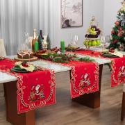 Trilho de Mesa Natal com Bordado Richelieu 45x170cm Avulso - Festa Vermelho - Dui Design