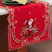 Trilho de Mesa Natal com Bordado Richelieu 45x170cm Avulso - Festa Vermelho - Dui Design