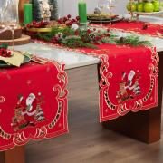 Trilho de Mesa Natal com Bordado Richelieu 45x170cm Avulso - Festa Vermelho - Dui Design
