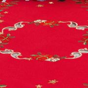 Centro de Mesa Natal Quadrado com Bordado Richelieu 85x85cm - Festa Vermelho - Dui Design