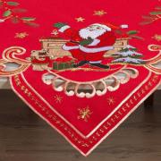 Centro de Mesa Natal Quadrado com Bordado Richelieu 85x85cm - Festa Vermelho - Dui Design