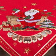 Centro de Mesa Natal Quadrado com Bordado Richelieu 85x85cm - Festa Vermelho - Dui Design