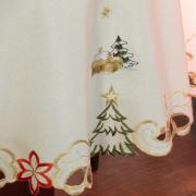 Toalha de Mesa Natal com Bordado Richelieu Redonda 180cm - Festiva Natural - Dui Design
