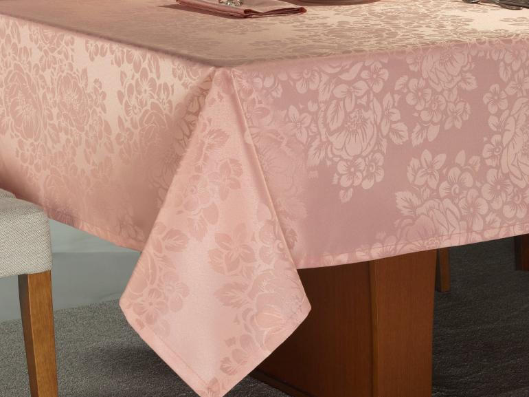 Toalha de Mesa Fácil de Limpar Retangular 6 Lugares 160x220cm - Fiore Rosa Velho - Dui Design