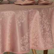 Toalha de Mesa Fácil de Limpar Redonda 160cm - Fiore Rosa Velho - Dui Design