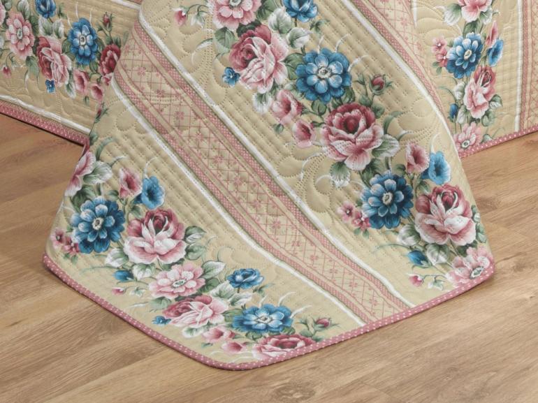 Kit: 1 Cobre-leito King Bouti de Microfibra Ultrasonic Estampada + 2 Porta-travesseiros - Flora Rosa Velho - Dui Design