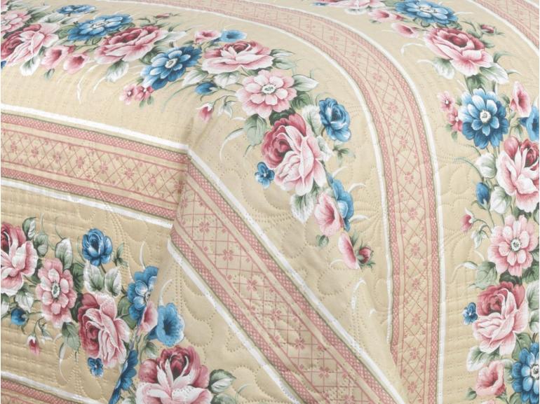 Kit: 1 Cobre-leito King Bouti de Microfibra Ultrasonic Estampada + 2 Porta-travesseiros - Flora Rosa Velho - Dui Design