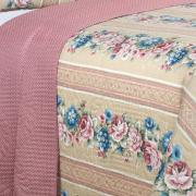 Kit: 1 Cobre-leito King Bouti de Microfibra Ultrasonic Estampada + 2 Porta-travesseiros - Flora Rosa Velho - Dui Design