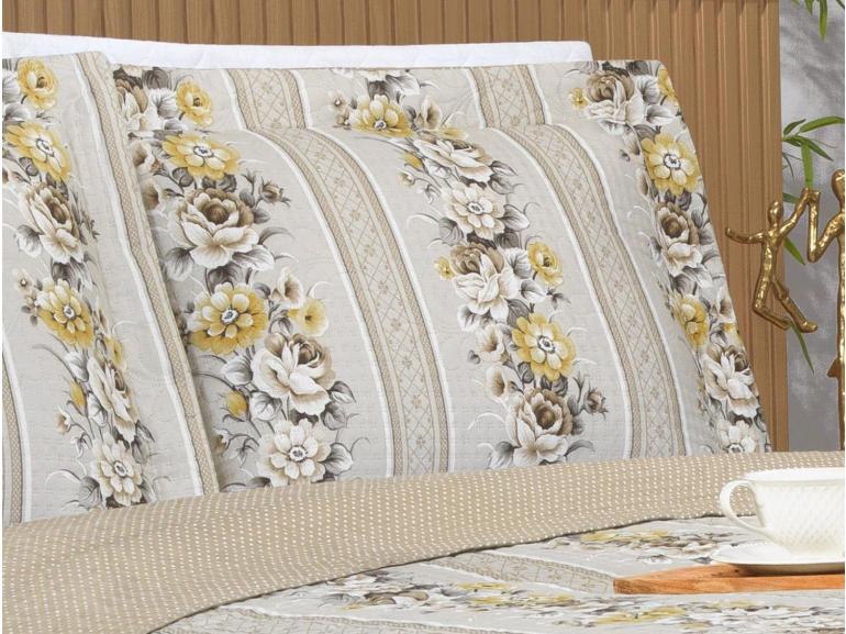 Kit: 1 Cobre-leito King Bouti de Microfibra Ultrasonic Estampada + 2 Porta-travesseiros - Flora S�phia - Dui Design