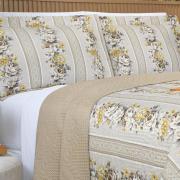 Kit: 1 Cobre-leito King Bouti de Microfibra Ultrasonic Estampada + 2 Porta-travesseiros - Flora S�phia - Dui Design