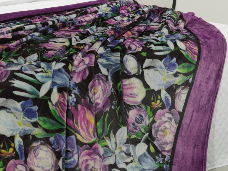 Cobertor Avulso Solteiro Flanelado com Estampa Digital 260 gramas/m² - Floral Art - Dui Design