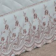 Saia para cama Box Matelassada com Bordado Inglês Solteiro - Florata Branco e Rosa Velho - Dui Design