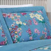 Kit: 1 Cobre-leito Queen Bouti de Microfibra Ultrasonic Estampada + 2 Porta-travesseiros - Florença Azul - Dui Design